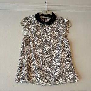 Zara Black & White Lace Blouse